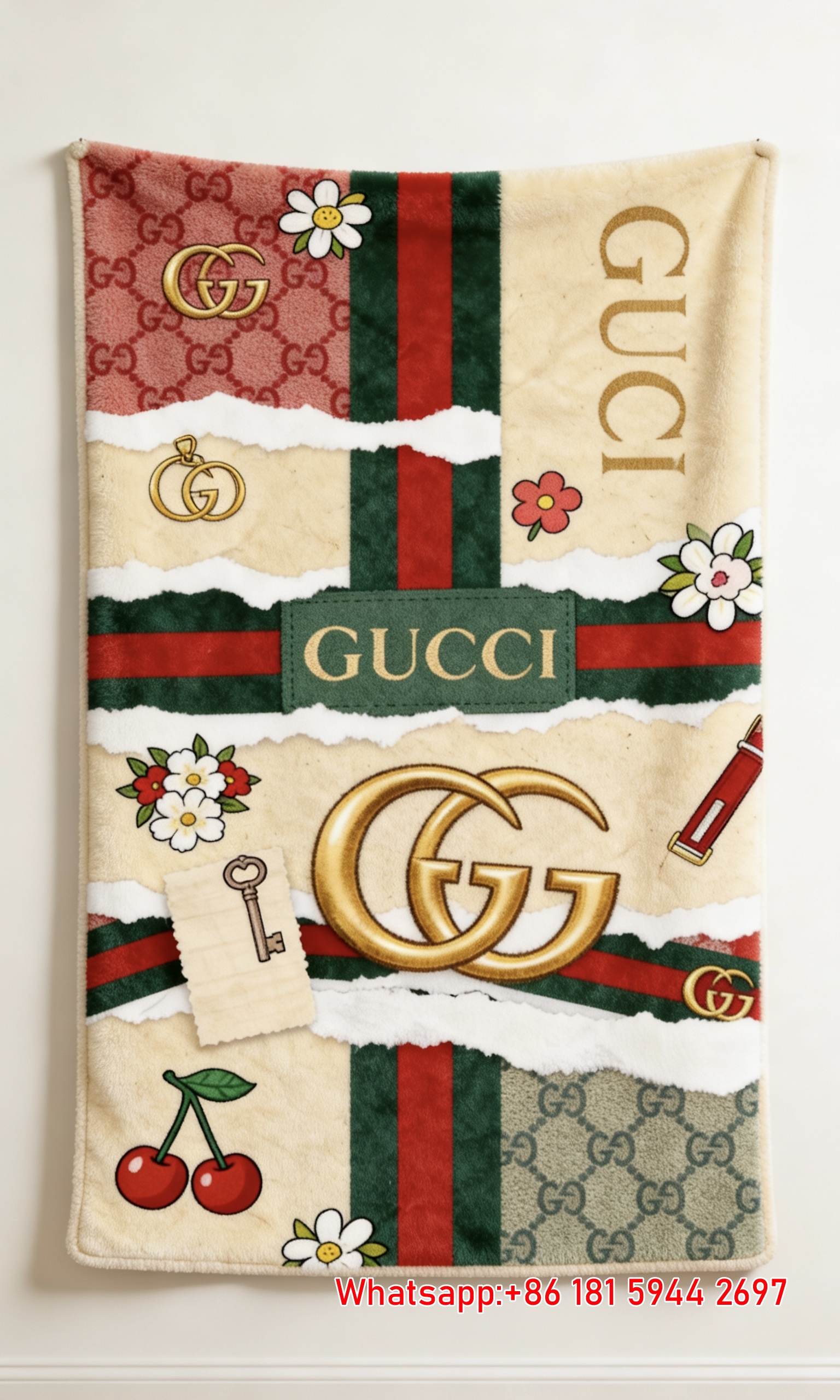 Gucci Scrapbook GG Monogram Flannel Blanket Gucci Scrapbook Wall Tapestry IMG_2629